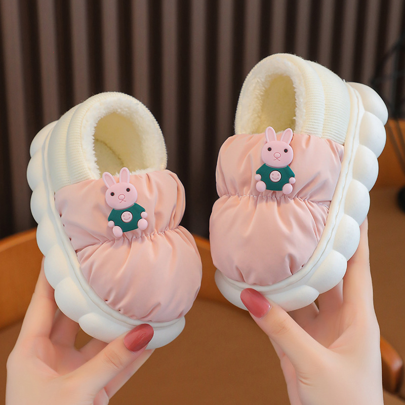 Children's Cotton Shoes Winter New Waterproof down Cloth Kidsren's Cotton Slippers Bag with Korean Style Fashionable Girls' Home Cotton Shoes