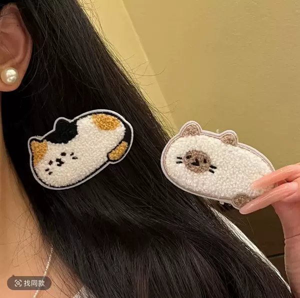 Cute cartoon cat magic tape for sweet girls, seamless fringe sticker for tidying up bangs, versatile hair accessory