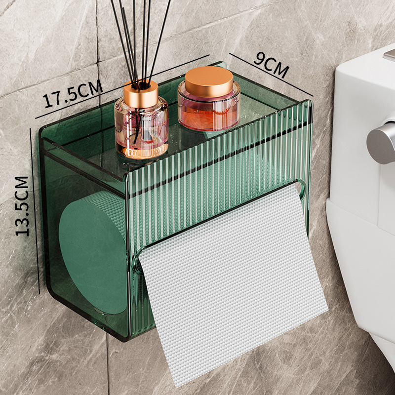 トイレティッシュボックス壁掛け式穴なし防水トイレットペーパーボックス家庭用透明トイレトイレットペーパー|undefined