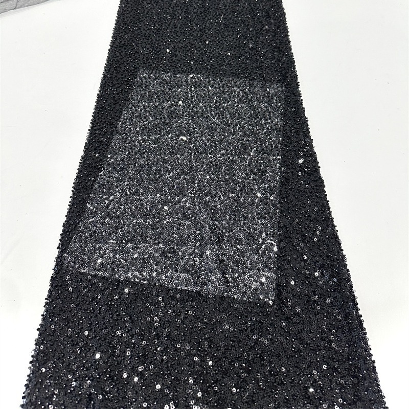 Comercio exterior transfronterizo de alta densidad full sequins tubo de perlas modelo de tela bordada vestido de novia cena tela bordada tridimensional