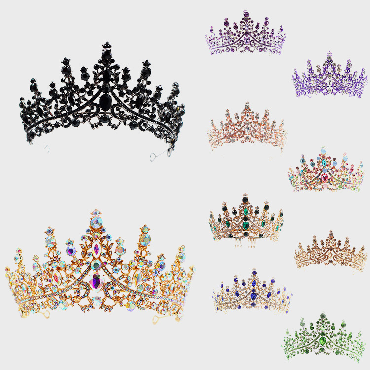 Coronas populares europeas y americanas, corona de princesa, corona de boda con diamantes de imitación, corona de cristal para novia, diadema para el cabello.