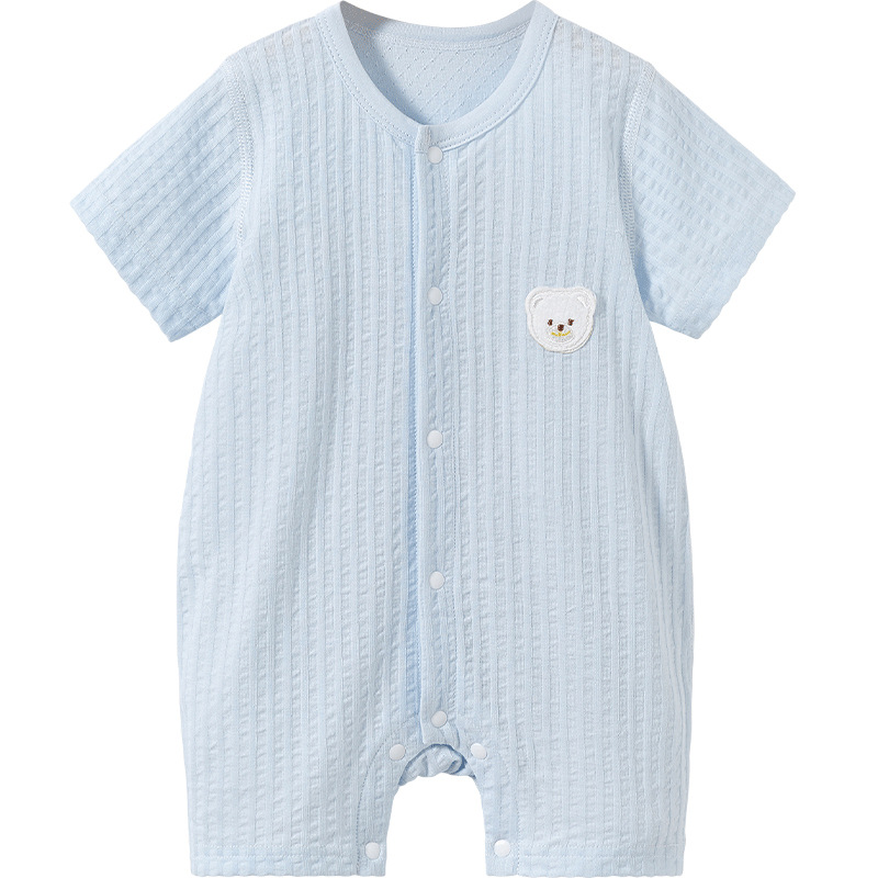 Bebé de una pieza pijamas finos de manga corta para hombres y mujeres de verano, mampara para niños pequeños, ropa para recién nacidos, ropa de verano para bebés image 6