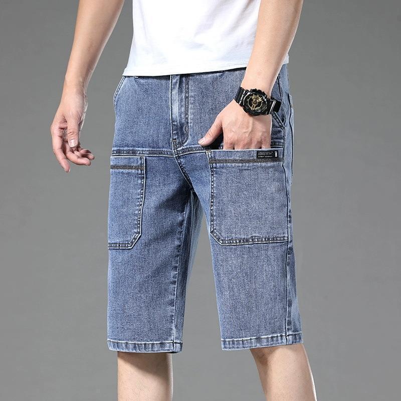 Trendy Brand Blue Denim Shorts Boys Casual Pants Trendy Brand Crane Pants Teenager Cropped Pants