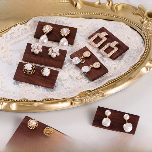 ins walnut ear fungus earring display rack solid wood card shooting props jewelry backboard jewelry stall display 