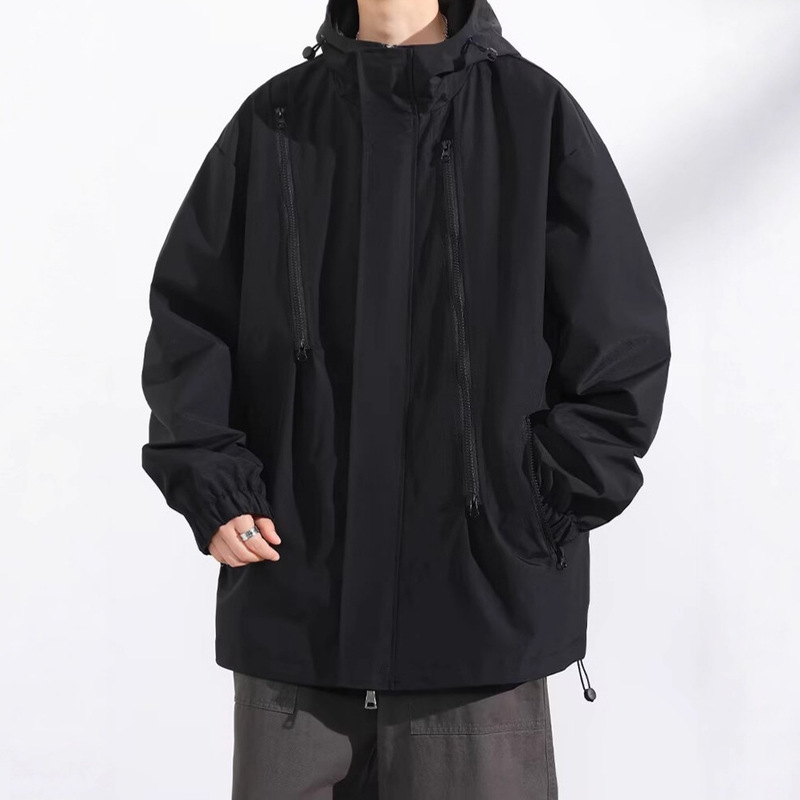 Youth Trendy Zipper Drawstring Jacket Couple Casual Loose Hooded Windbreaker Jacket Men's Jacket Mountaineering Jacket Youth Trendy Zipper Drawstring Jacket Couple Casual Loose Hooded Windbreaker Jacket Men's Jacket Mountaineering Jacket