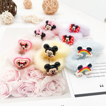 秋冬儿童发绳卡通米奇发饰毛绒无接缝发圈女士皮筋不伤发毛毛头绳