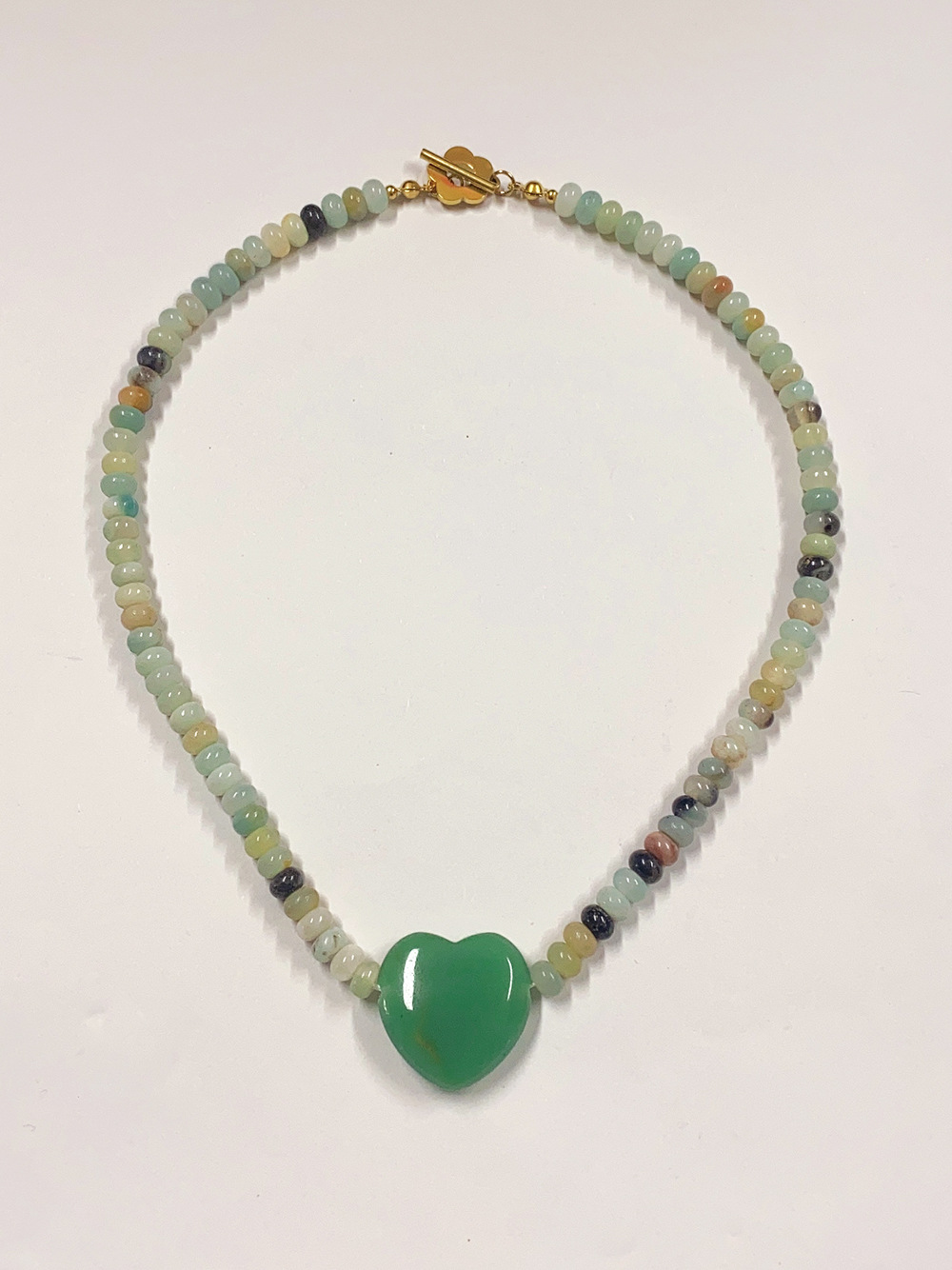 natural stone, Titanium Steel Material Simple Style Heart Shape Natural Stone Titanium Steel Pendant Necklace In Bulk