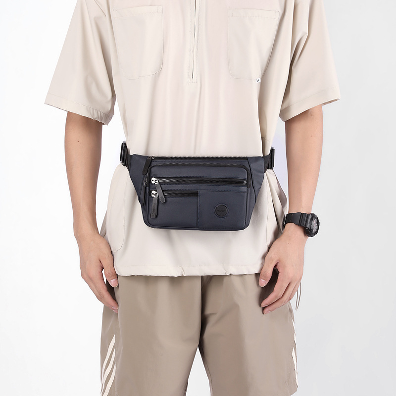 Cross-border nuevo bolso deportivo de cintura ocio película de cuero simple hombre mochila de hombro de gran capacidad bolso portátil multicapa