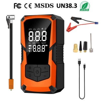 Hava nasosu Display Emergency Inflator for - enhanced-instant-start-version-power-bank-air-compressor-dy-20-orange-suitable-for-all-engine-displacements-heavy-duty-battery-clamp