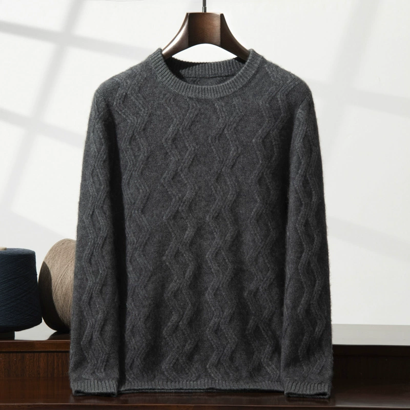 Cashmere woolen body-friendly sweater for leisure, round collar, increased thickness, loose fit