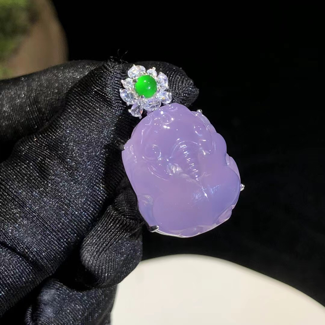 실버 S925 높은 얼음과 깊은 바이올렛 CHALCEDONY PIXIU 여성용 목걸이 패션 간단한 절묘한 옥 펜던트