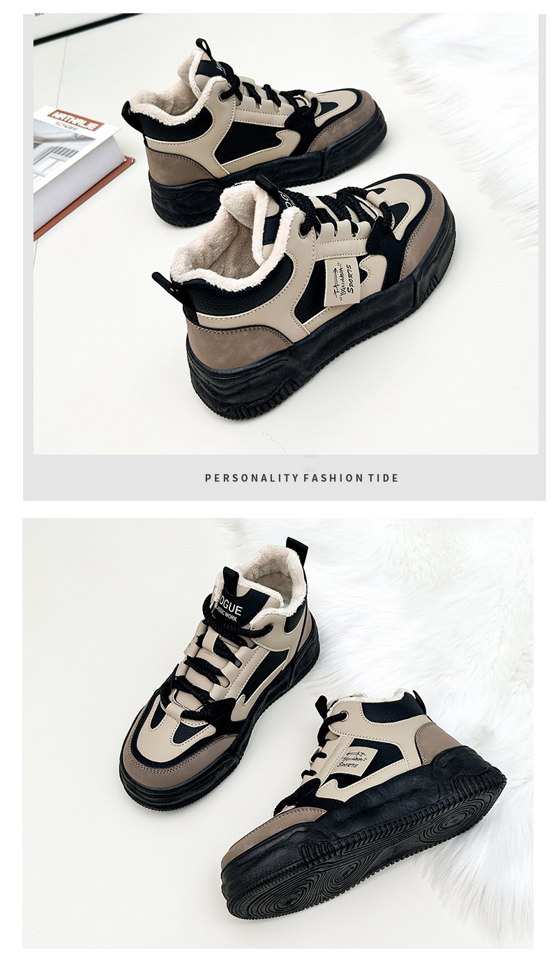 Damen Stiefeletten Kaschmir High Top Plattform Freizeitschuhe_voghion.com