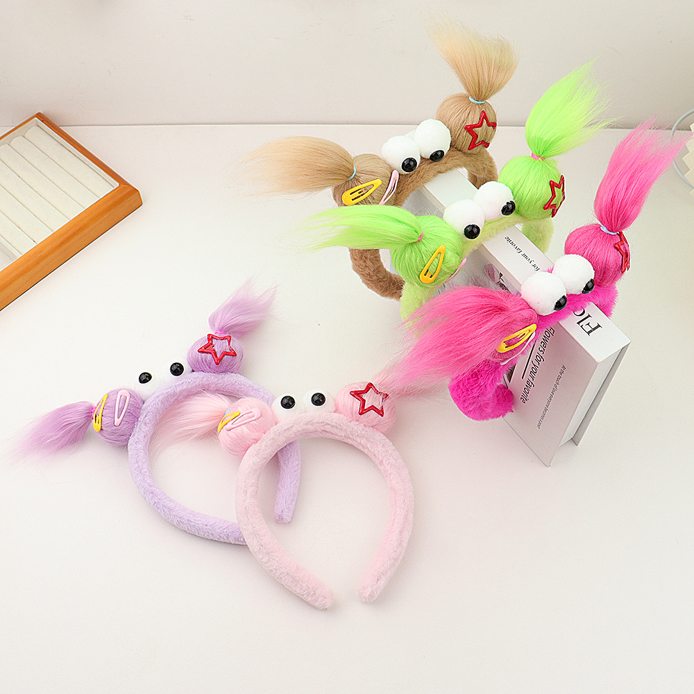 Diadema peludo muñeca fea talla de arena pequeño monstruo cara lavado horquilla Pelo Largo feo lindo antideslizante lindo felpa