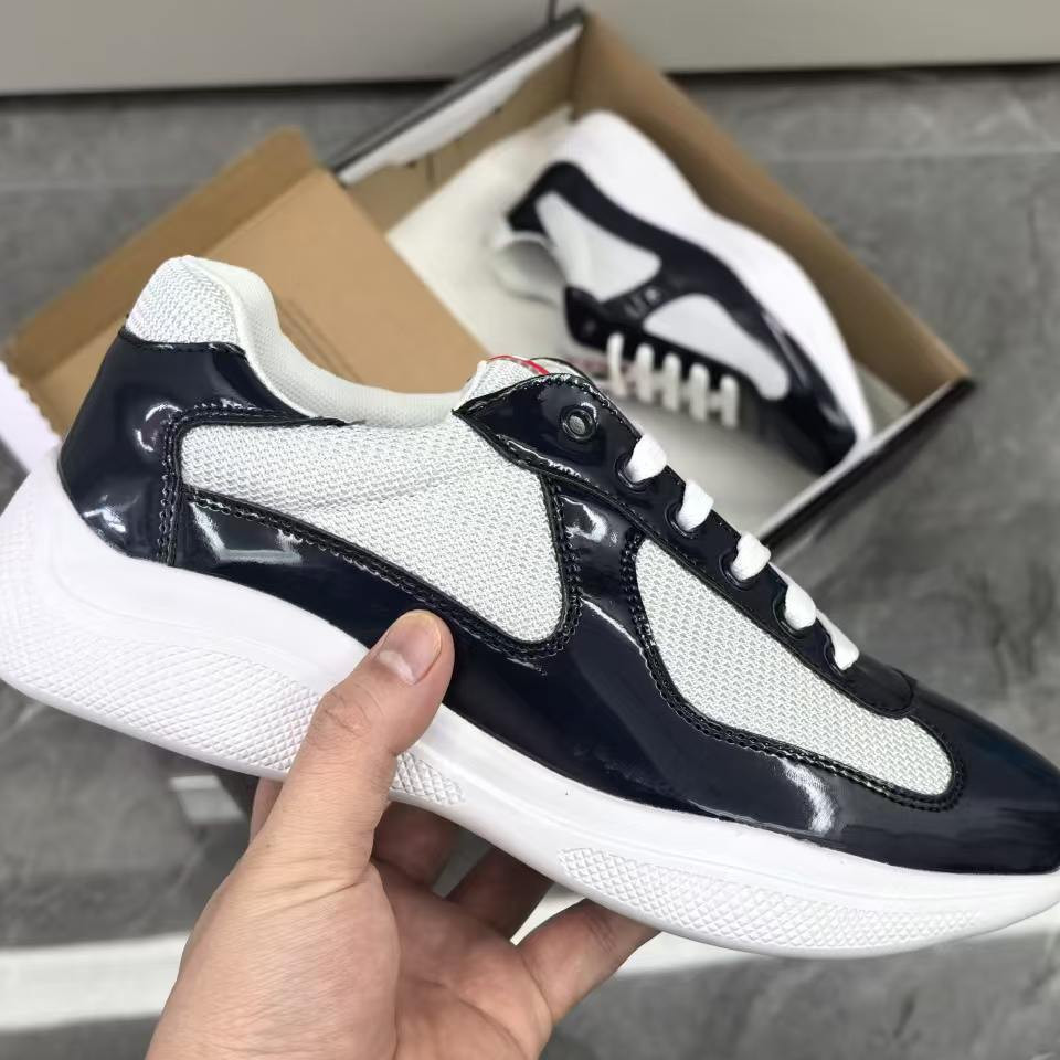 New Large Size 48 Foreign Trade Shoes from P Brand, America's Cup Trendy Versatile Casual Shoes in Silver Patent Leather