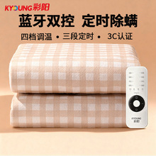 彩阳电热毯双人双控调温家用安全单人床上学生宿舍电褥子定时除螨