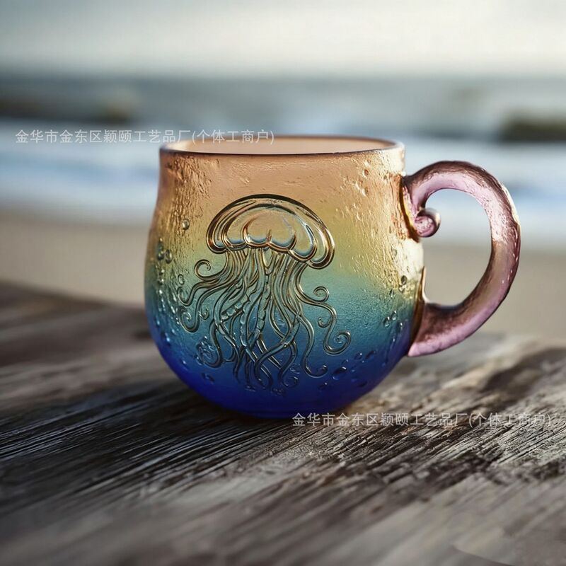 跨境新品热销Sea Wave Mug海浪马克杯咖啡杯树脂不锈钢海螺贝壳|undefined