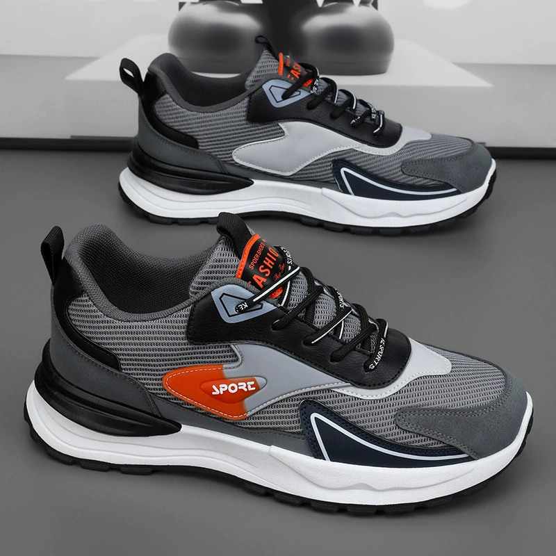 Осенняя мужская обувь 2024 новая дышащая сетка спортивная обувь для мужчин корейского тренда дикие повседневные кроссовки на толстой подошве