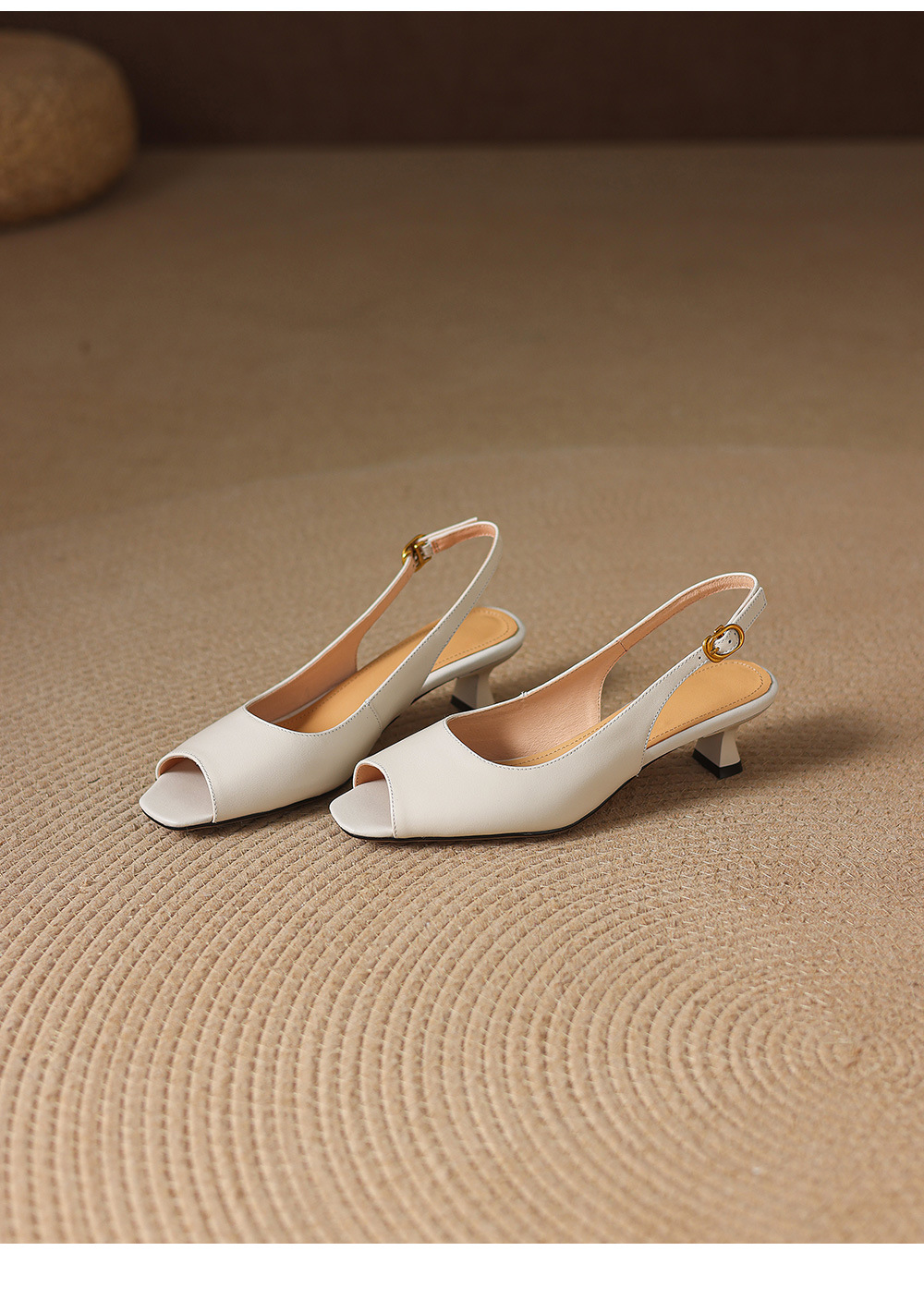 Sandal peep toe nữ gót vuông phong cách Hàn Quốc, quai ngang đơn giản, cỡ 34–42 — đen chi tiết 17