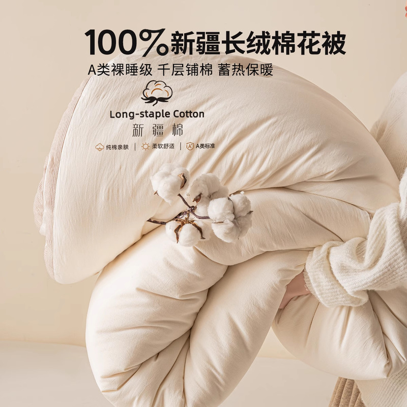 Class a 100% Cotton Quilt, Winter Quilt, Thickened Warm Pure Cotton Quilt, All-Cotton Spring and Autumn Quilt Core, Cotton Batting for All Seasons