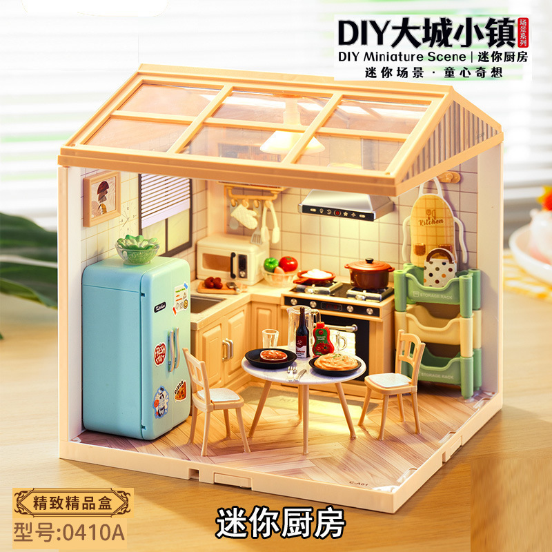 Juguetes de puzzle DIY hechos a mano cabina ensamblaje mini casa escena modelo de bloques de construcción juguetes regalos para chicas