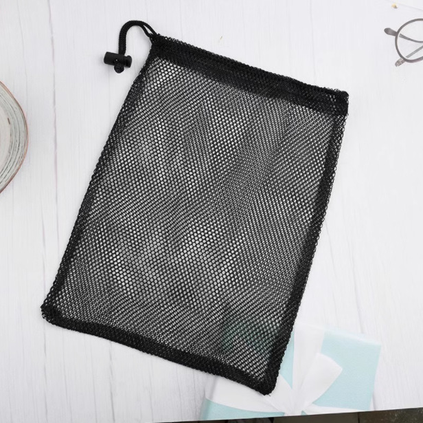 加厚抽绳网兜束口收纳袋拉绳便携超市水果蔬菜黑色网袋玩具收纳