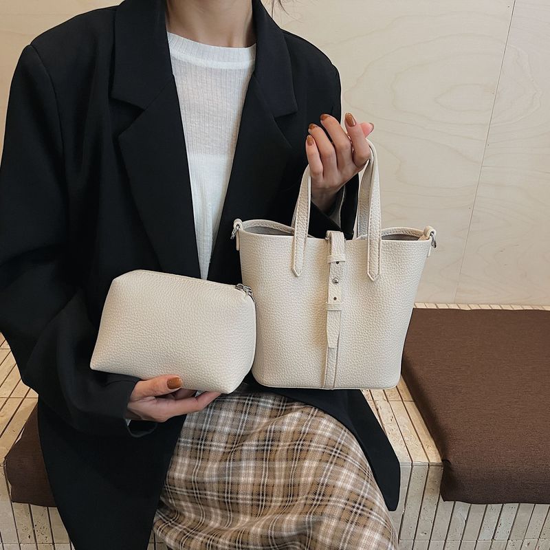 简约通勤手提菜篮子包女2025新款休闲大容量水桶包百搭单肩斜挎包|undefined