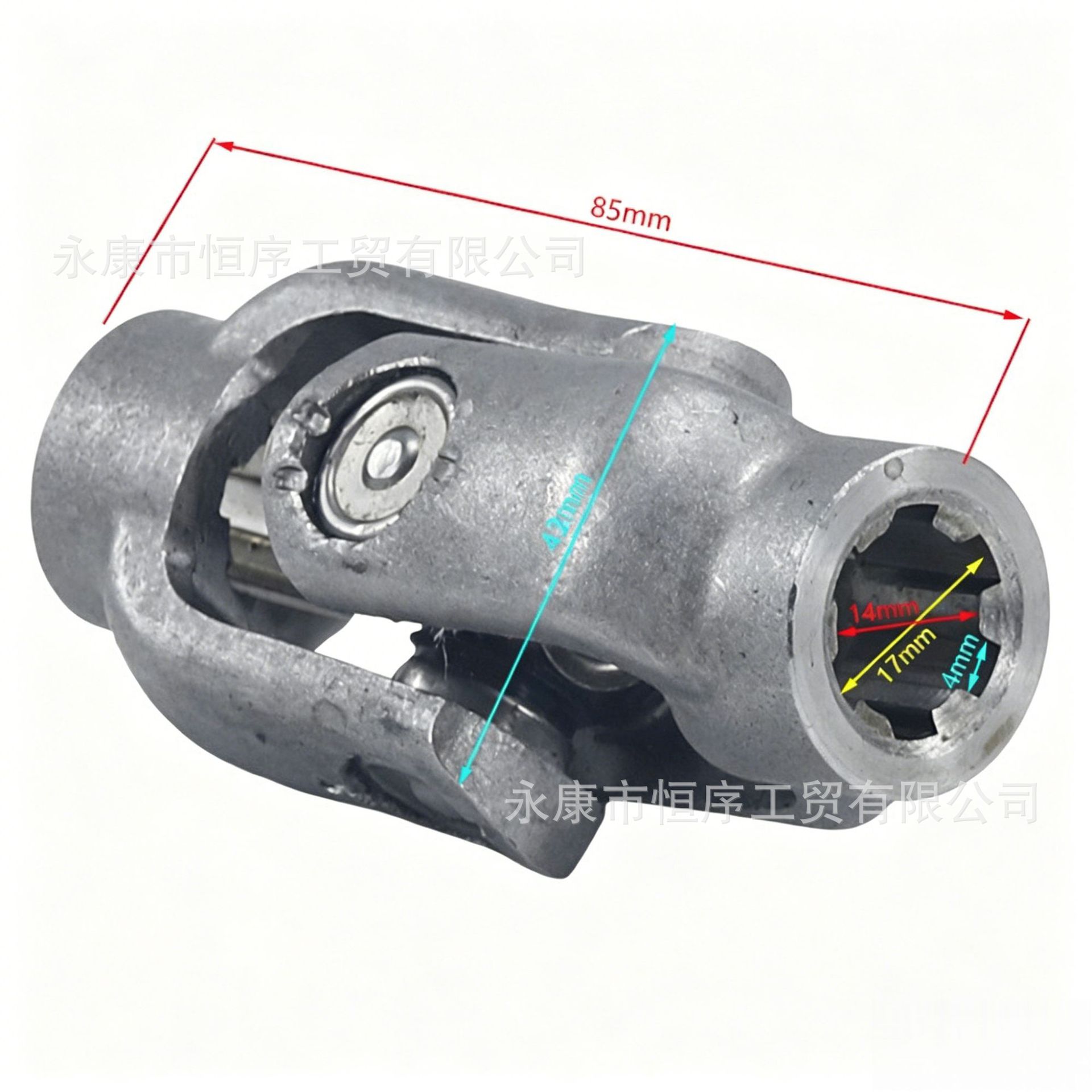 Go-Kart Parts Modification Four-Wheel Beach Vehicle Steering Wheel Connection Head Steering 6-Tooth Groove 14/17mm Universal Joint