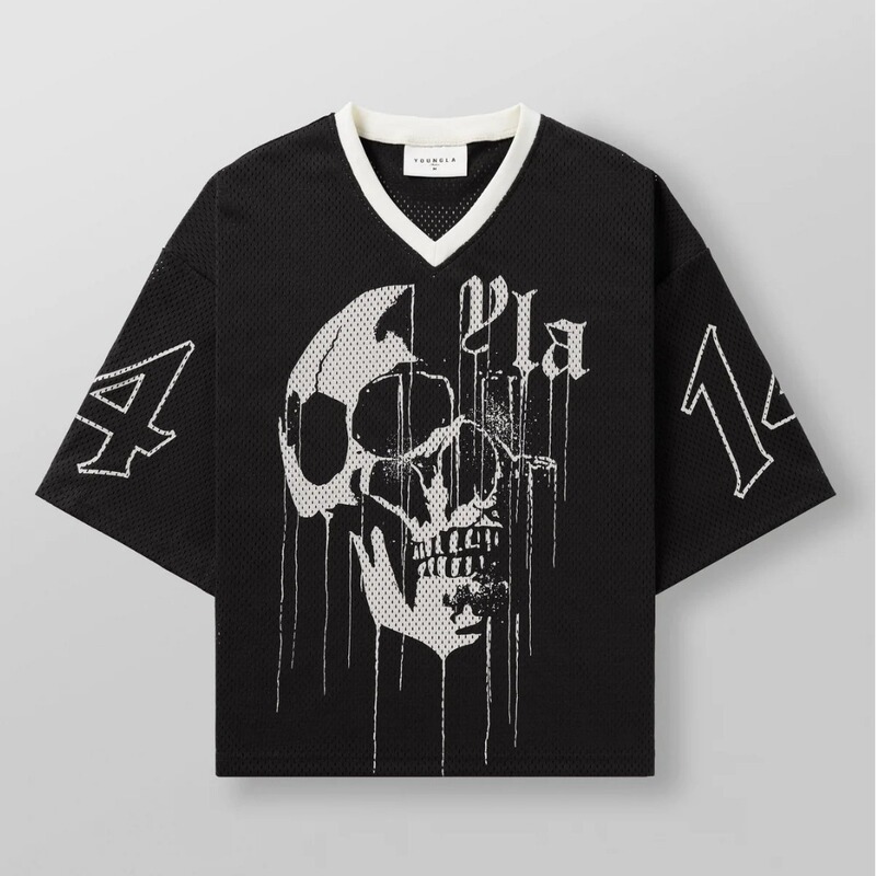 Youngla American Trendy Brand Oversized T-Shirt Men's Sports Fitness Quick-Drying Breathable Large Mesh Printed Short-Sleeved Top