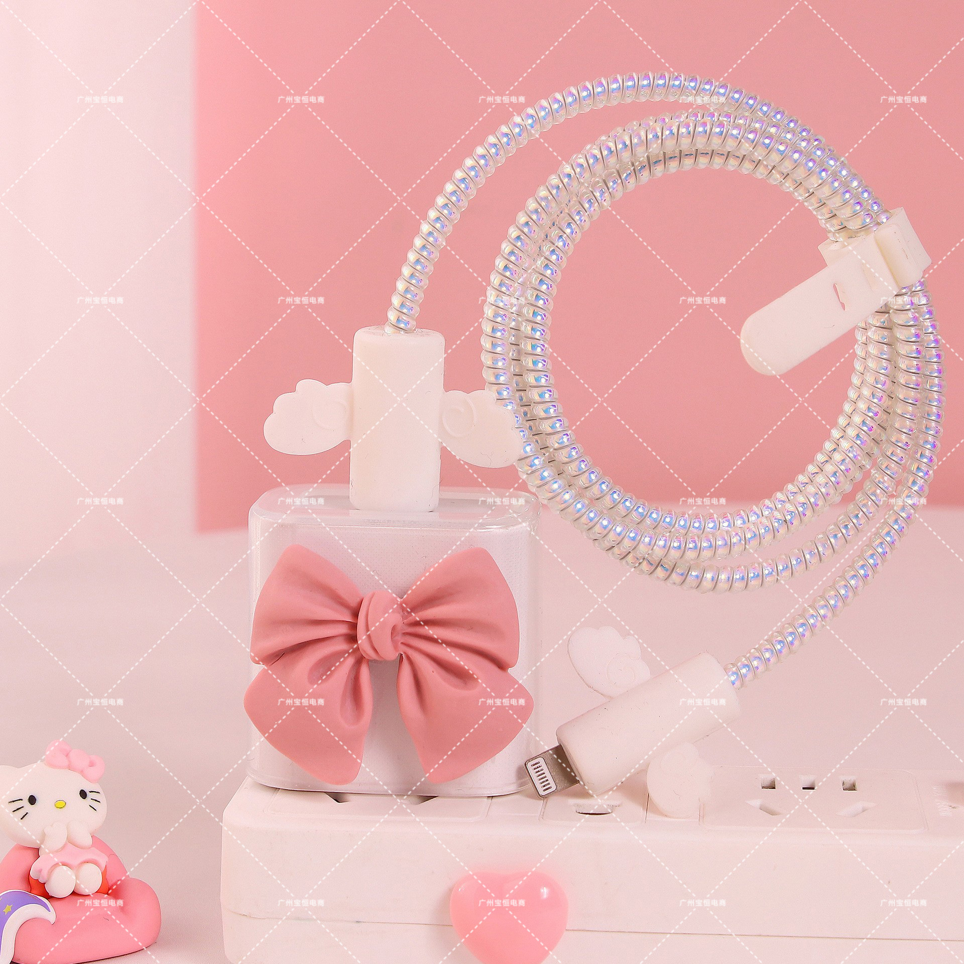 Corazón femenino para Apple cable de datos cubierta protectora ~ 20W teléfono móvil 11 cargador cabeza iphone13 Shell ipad12