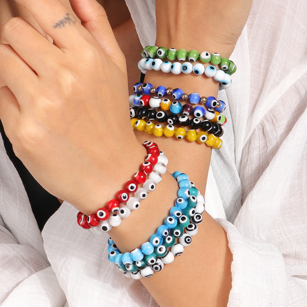 16g Weight Stretch Adjustable Clasp Closure Type Bracelets Classification Resin Chain Material Beaded Chain Chain Type 1 Piece Quantity Holiday, Daily Occasion Resin Material Eye Pattern All Seasons Season Women's Gender Vintage Style Style Vintage Style Eye Resin Beaded Chain Stretch Adjustable Beaded Bracelets Wholesale 4