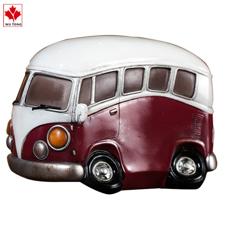 Vintage coach bus resin piggy bank adult creative oversized children only in and out of piggy bank