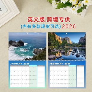 Jinheng Culture Wholesale 2026 Cross-Border Amazon Foreign Trade English German Spanish Wall Calendar Coil Calendar