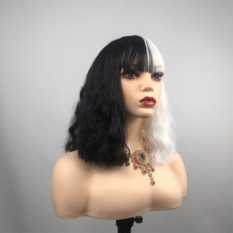 Pelucas europeas y americanas mujeres de Halloween cos bruja en blanco y negro Kuila Cabeza de cabello corto y yang Proveedor de suministro de comercio exterior
