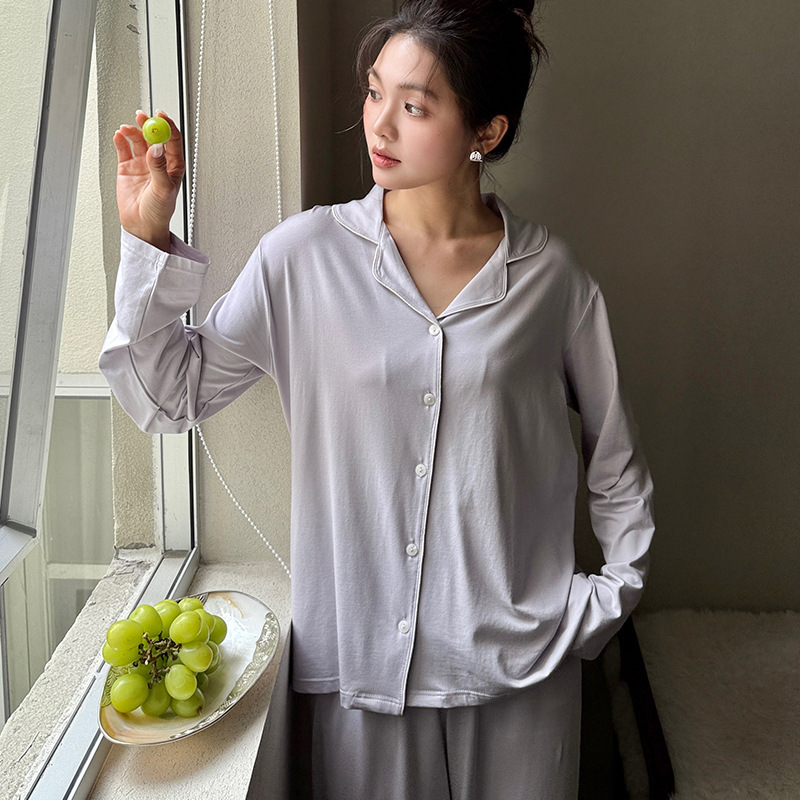 Mori Island New Mulberry Silk Home Clothes Women's 2025 Spring and Summer Skin-Friendly Loose Pajamas Solid Color Outer Wear Lapel suit