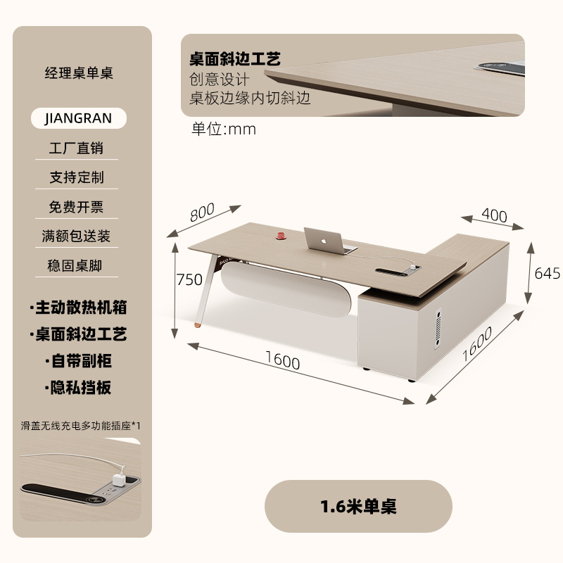 Стол руководителя высотой 1,6 м (включая боковые шкафы, свободные розетки)
