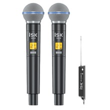 ISK SM58一拖二无线麦克风电容咪声卡直播家用唱K歌金属手持话筒
