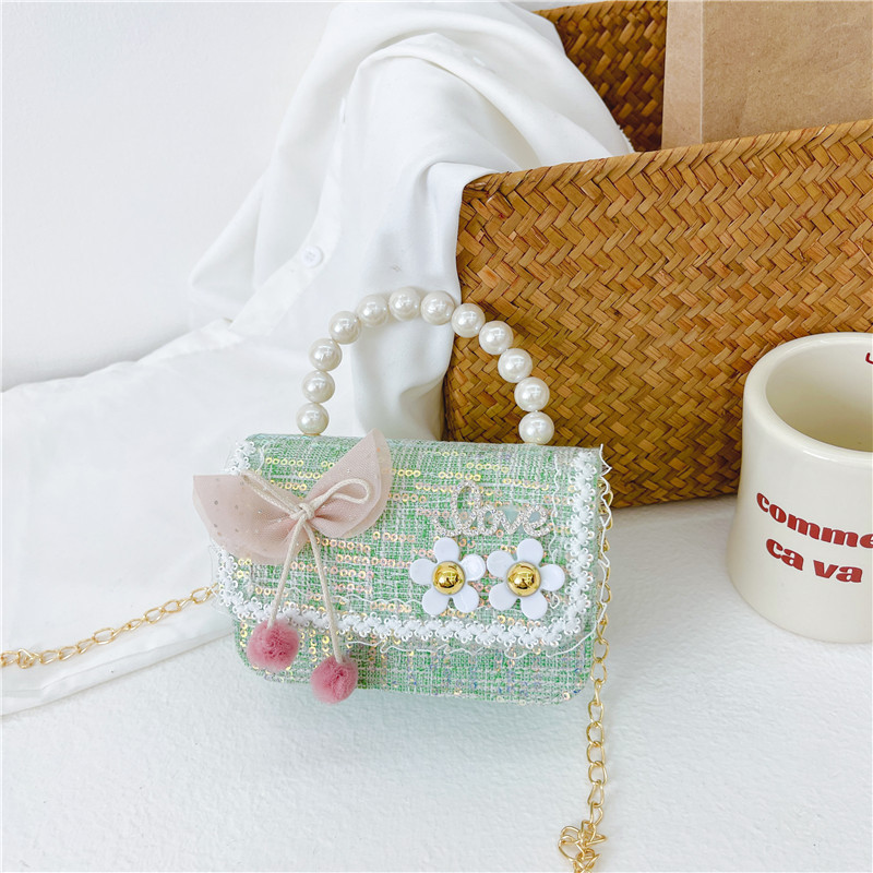 Bolso de hombro de los niños nuevo comercio exterior al por mayor bolso de La Perla de las niñas moda coreana pequeña princesa lentejuelas bolsa de mensajero