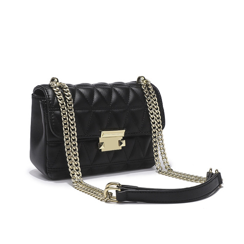 Ladies' Crossbody Bag with a Luxurious Texture and Exclusive Chanel-inspired Striped Chain Design, a Trendy Small Bag This Year