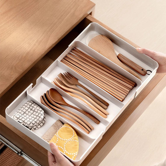 Japanese-style drawer compartment storage box Retractable Kitchen tableware partition box multi-functional stationery sundries sorting box