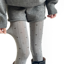 灰色爱心蝴蝶结镂空暗纹提花连裤袜春秋打底裤配靴子竖纹微透连袜