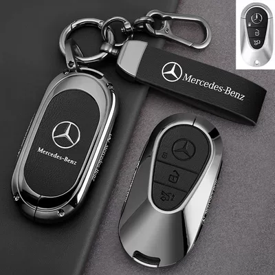 Models Glb220 Car C260L Male — Car key bag - leather-texture-mercedes-benz-c-class-leather-texture-piano-black-rope-buckle