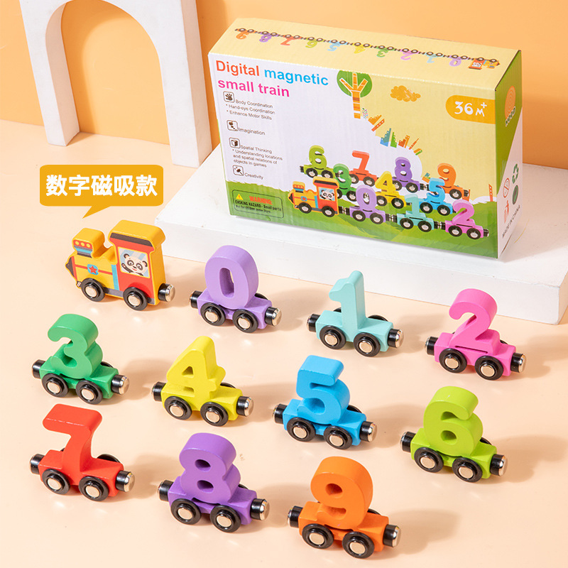 Juguetes magnéticos infantiles cognitivos magnéticos pequeños trenes digitales de empalme de bloques de construcción tesoro de educación temprana órbita inteligente bebé
