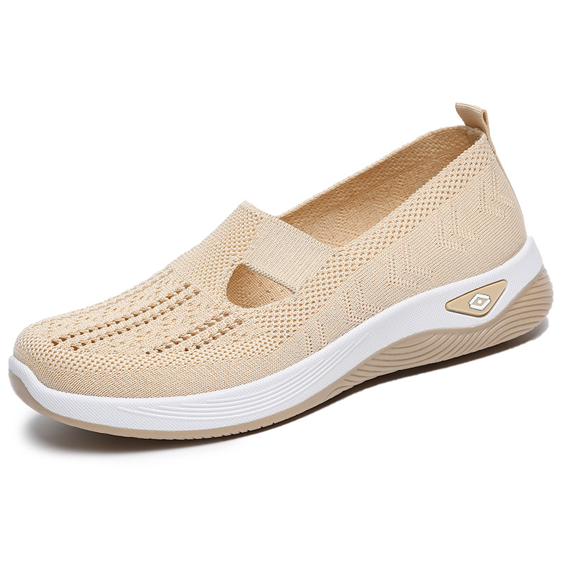 Zapatos informales versátiles de verano para mujer, zapatos transpirables de malla sin cordones para madres, zapatos cómodos de suela blanda para personas de mediana edad y mayores que no cansan los pies.