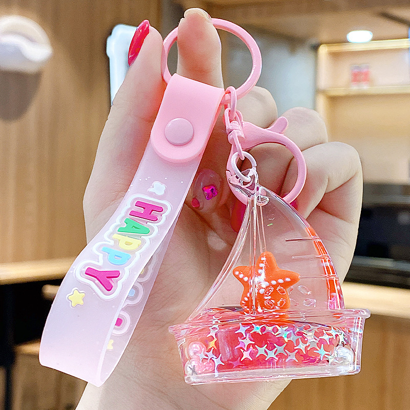 Flotante pequeño llavero de peces de colores para hombres y mujeres exquisito lindo botella a la deriva llave del coche colgante mochila colgante pequeño regalo