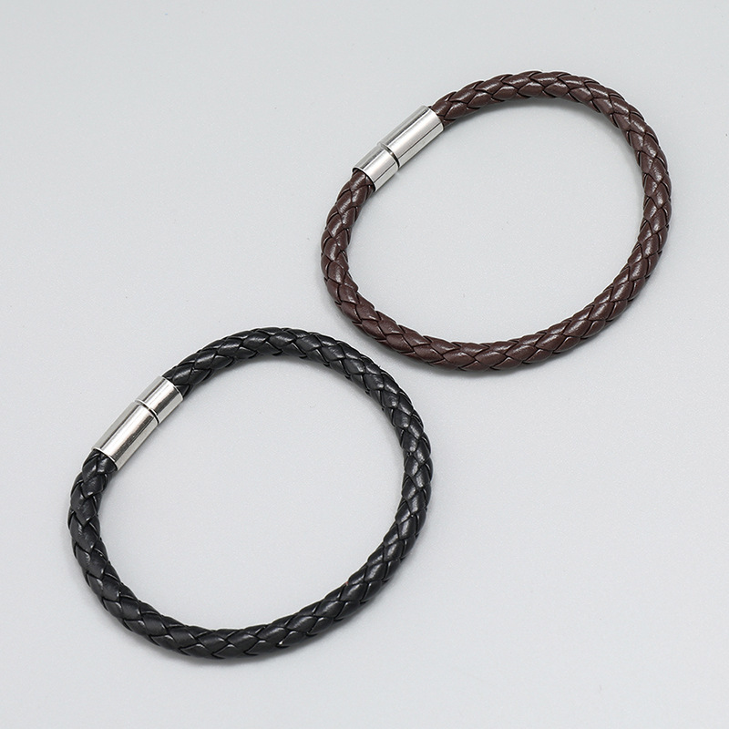 Men's Braided Leather Bracelet Waterproof And Hypoallergenic_voghion.com