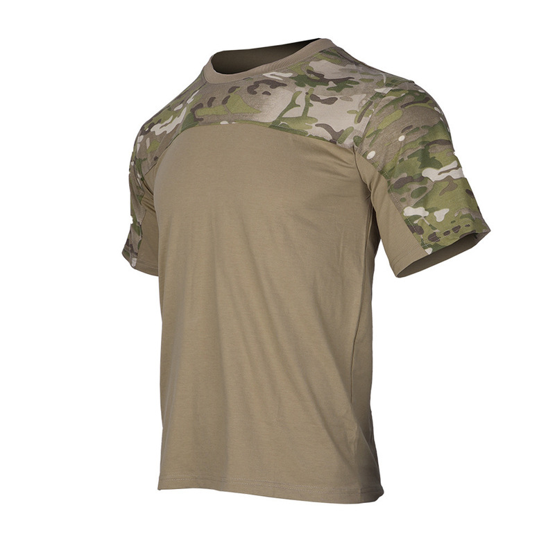 Assault Camouflage Short-Sleeved Men's Summer Breathable Round Neck Top Cp Knitted Tactical Shirt Factory Cross-Border Wholesale