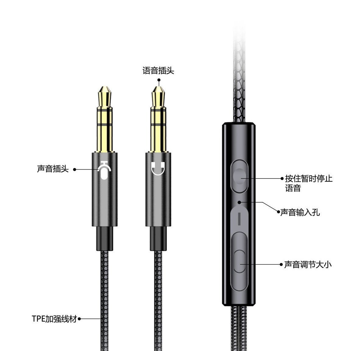 Nuevo heavy bass metal headset música en vivo karaoke teléfono móvil voz ordenador auriculares en la oreja