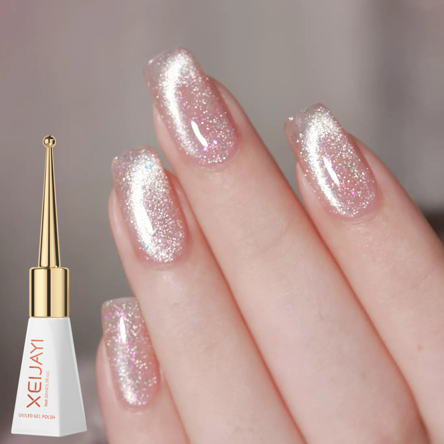 Popular online celebrity new pink neon cat eye Nail Polish glue solid long-lasting nail beauty shop dedicated