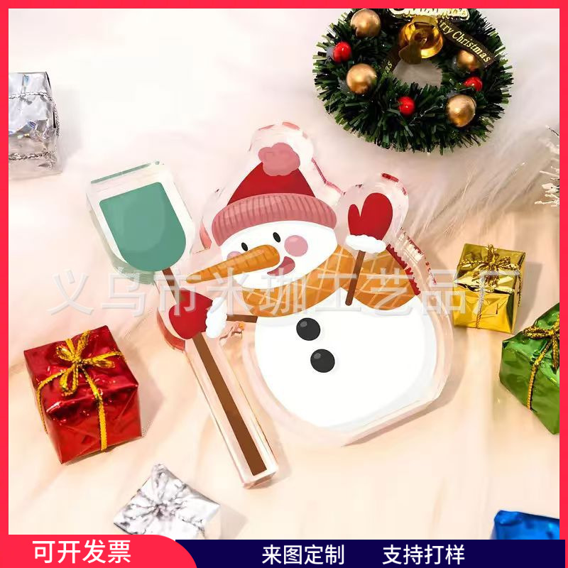 跨境新品透明亚克力圣诞雪人圣诞节家居工艺品桌面摆件