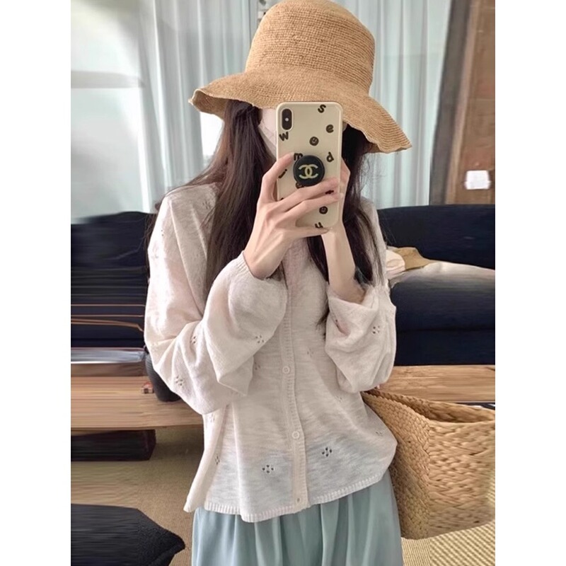 Casual Style Hollow-Out Long-Sleeve Cover-Up 2026 Summer Thin Fashion Loose Versatile Top Korean Style Sun Protection Cardigan for Women Casual Style Hollow-Out Long-Sleeve Cover-Up 2026 Summer Thin Fashion Loose Versatile Top Korean Style Sun Protection Cardigan for Women
